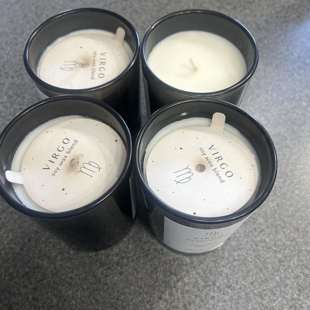 Threshold Virgo Zodiac Soy Wax Candle 8oz Charcoal Sage Lot of 4 - Picture 2 of 6